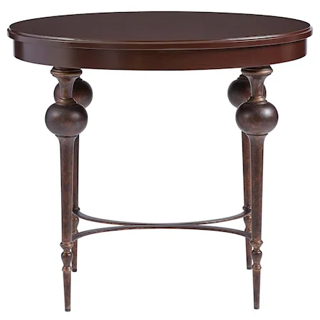 Adriana Lamp Table with Turned Antique Bronze Legs